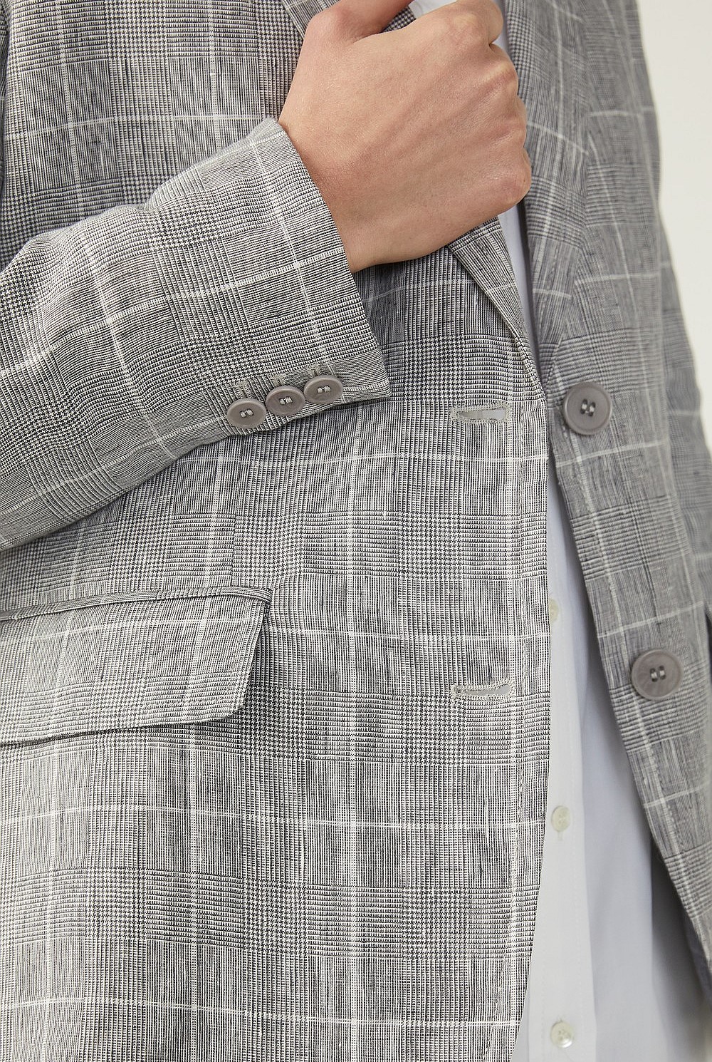 Yarn Dyed Linen Plaid Blazer