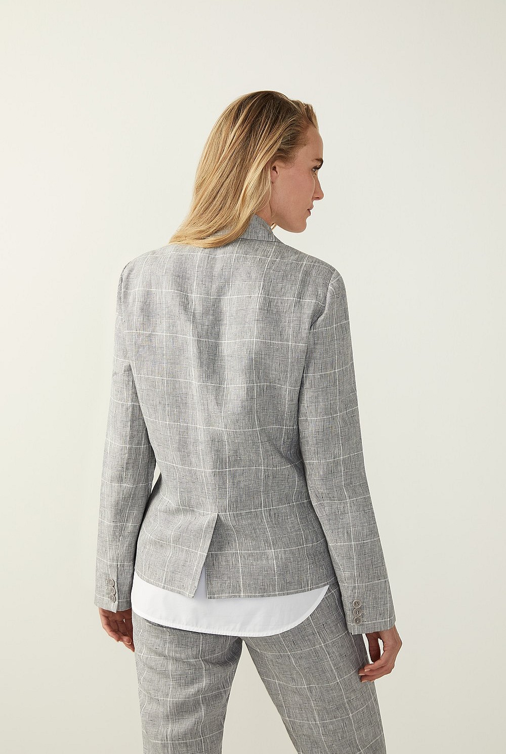 Yarn Dyed Linen Plaid Blazer