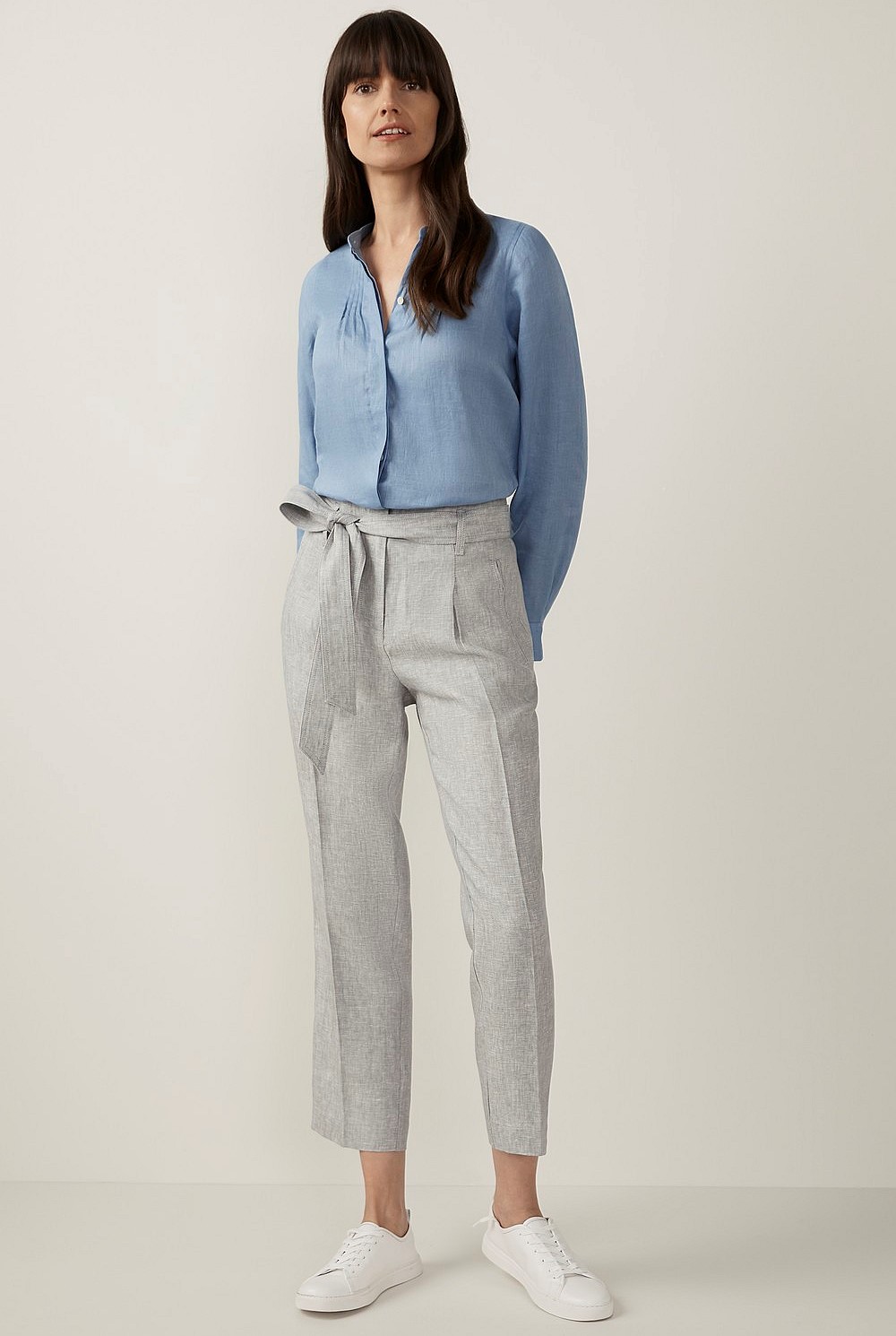 Linen Yarn Dyed Tie Front Pant