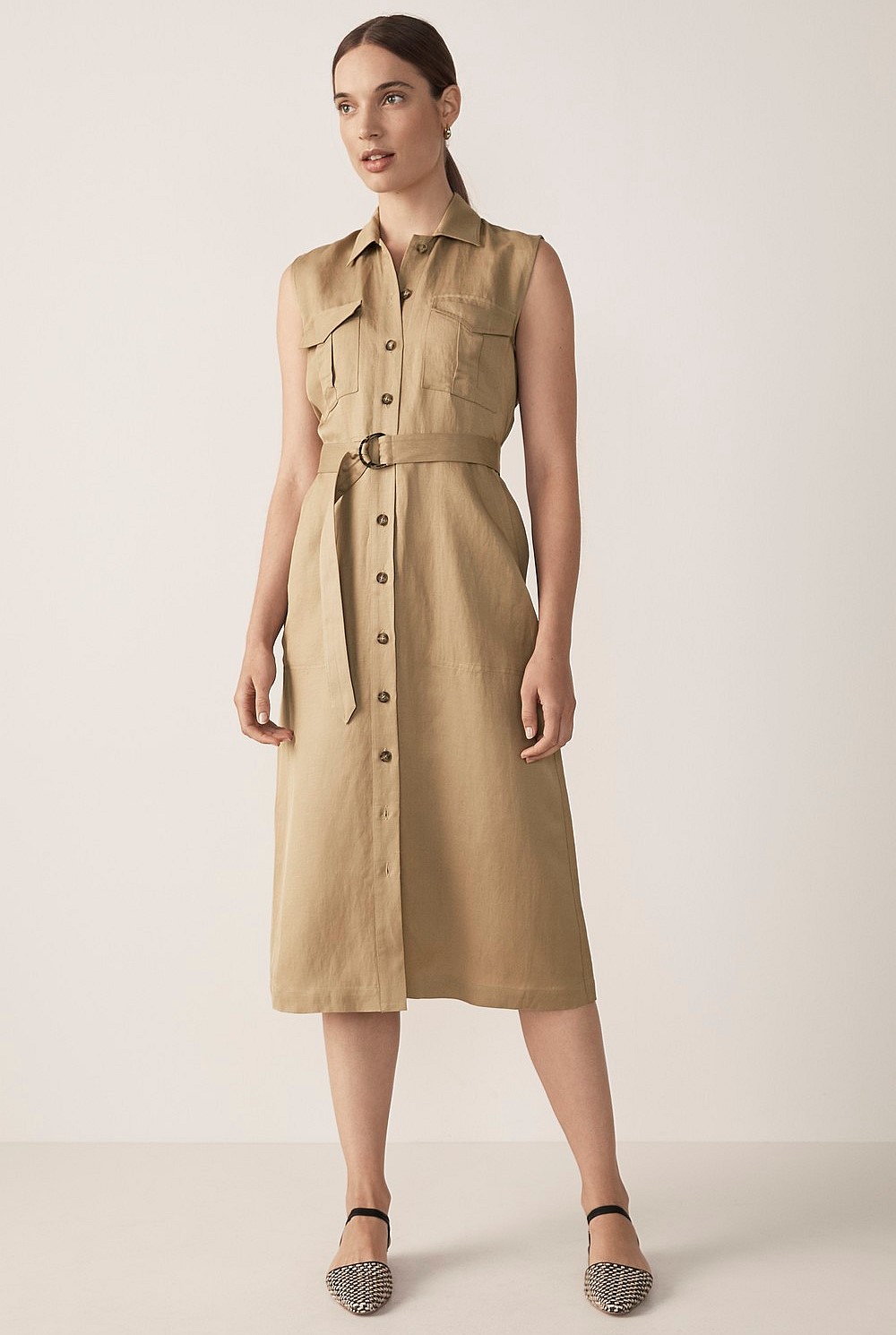 Utility Sleeveless Shirt Dress