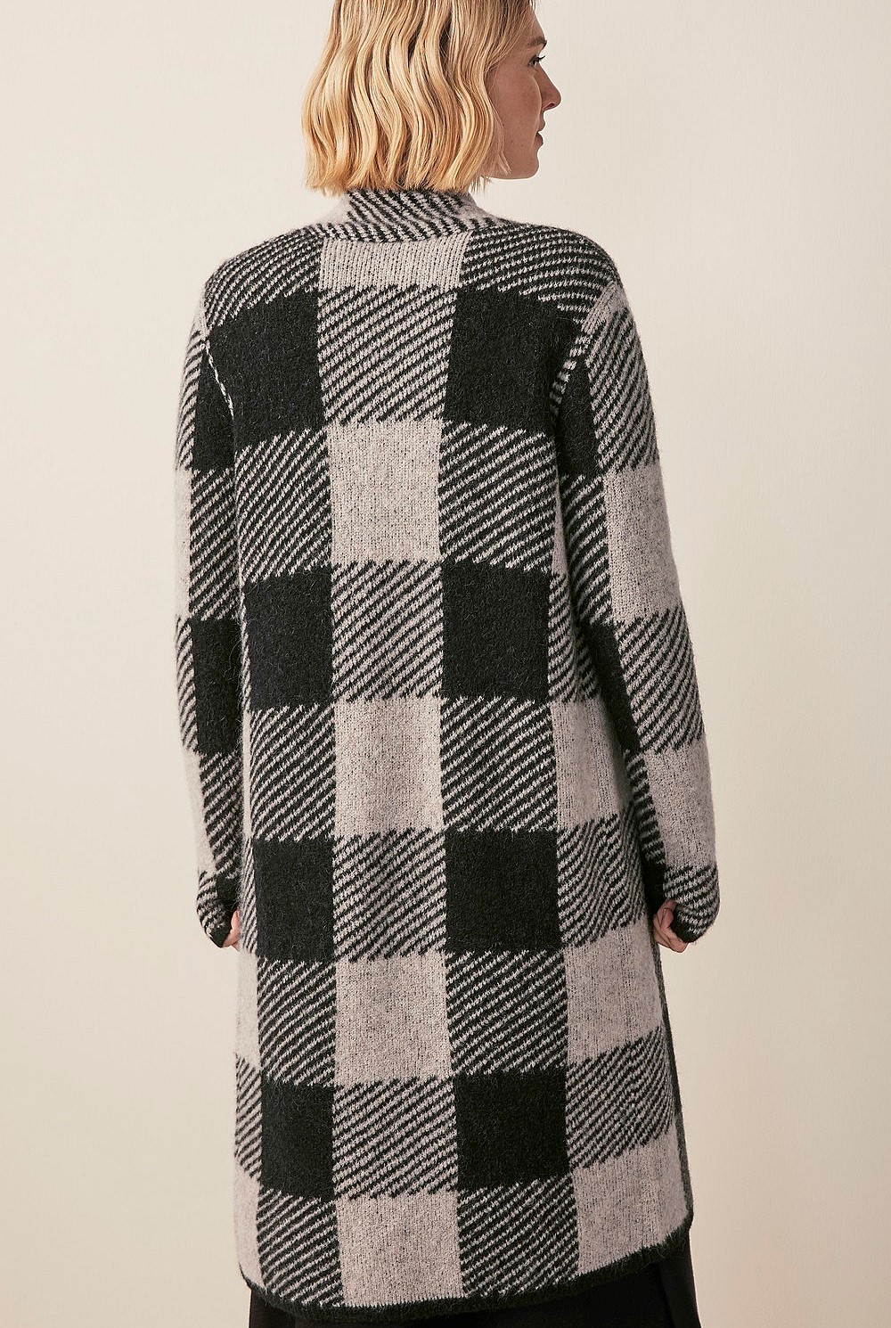 Alpaca Blend Check Cardigan