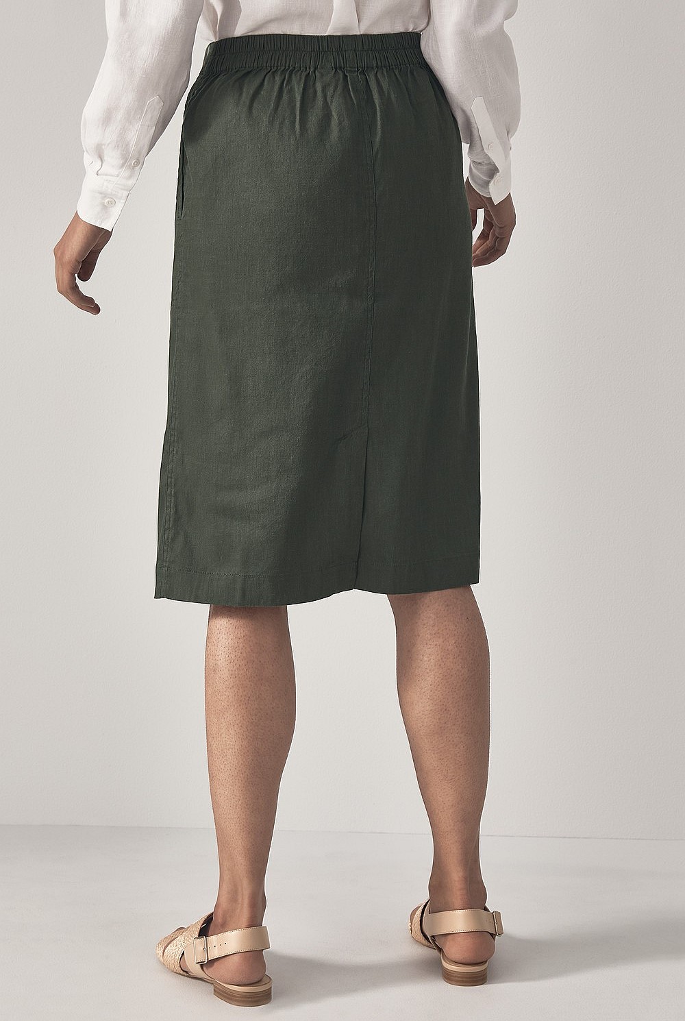 Stretch Linen Pull On Skirt