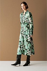 Modal Blurred Floral Shirt Dress