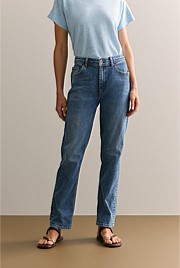 Mid Rise Straight Leg Jean