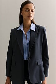 Yarn Dyed Wool Blend Tailored Blazer