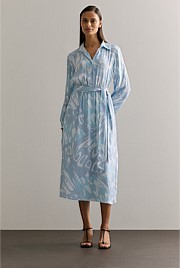 Butterfly Blouson Sleeve Shirt Dress