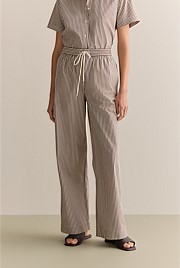 Cotton Poplin Stripe Pull On Pant