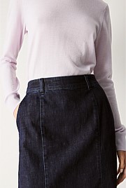 Denim Pintuck Skirt