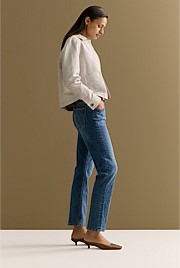 Mid Rise Straight Leg Jean