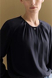 Silk Collarless Shirt