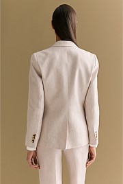 Yarn Dyed Linen Twill Single Breasted Blazer