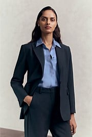 Yarn Dyed Wool Blend Tailored Blazer