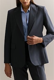 Yarn Dyed Wool Blend Tailored Blazer