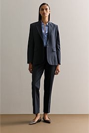 Yarn Dyed Wool Blend Tailored Blazer