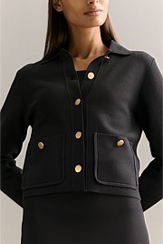 Milano Knit Cropped Button Through Jacket