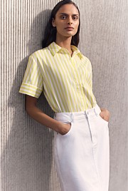 Cotton Poplin Stripe Print Relaxed Shirt