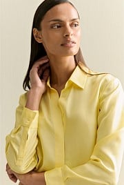 Silk Twill Concealed Placket Shirt