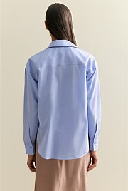 Yarn Dyed Cotton Pleat Sleeve Shirt