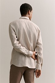 Tailored Fit Basketweave Linen Shirt