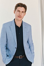 Tailored Fit Irish Linen Puppytooth Blazer