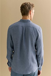 Regular Fit Yarn Dyed Linen Puppytooth Shirt