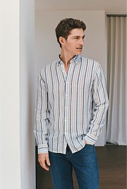 Regular Fit Linen Multi Stripe Shirt