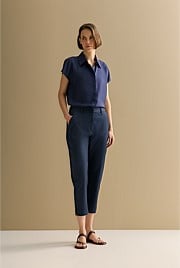 Stretch Cotton Twill Capri Pant