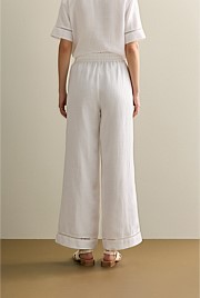 Linen Ladder Stitch Detail Pull On Pant