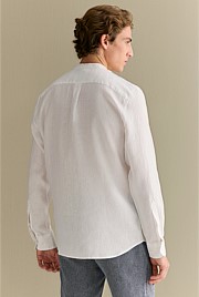 Regular Fit Linen Mandarin Collar Shirt