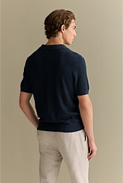 Linen Cotton Herringbone Polo