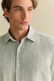 Linen Fine Stripe Short Sleeve Shirt