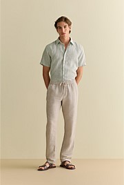 Linen Fine Stripe Short Sleeve Shirt