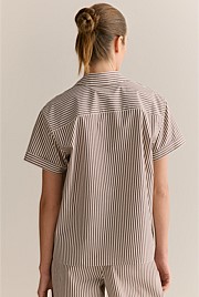 Cotton Poplin Stripe Tie Front Shirt