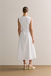 Cotton Sateen Keyhole Sleeveless Dress