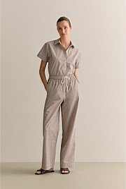 Cotton Poplin Stripe Pull On Pant