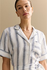 Linen Shadow Stripe Camp Shirt