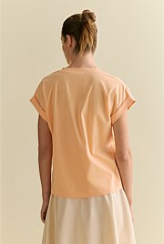 Cotton Interlock V Neck T-shirt