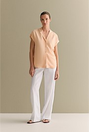 Draped Short Sleeve Camp Shirt