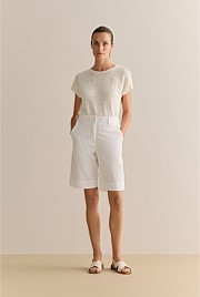 Linen Cotton Cable Knit T-shirt