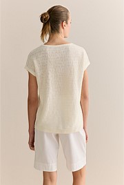 Linen Cotton Cable Knit T-shirt