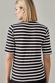 Stripe Mock Neck T-Shirt