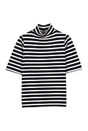 Stripe Mock Neck T-Shirt